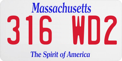 MA license plate 316WD2