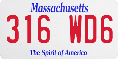 MA license plate 316WD6