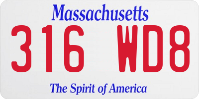 MA license plate 316WD8