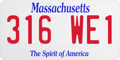 MA license plate 316WE1