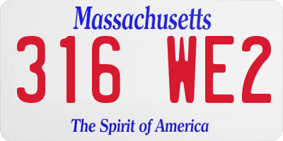 MA license plate 316WE2