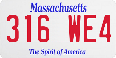 MA license plate 316WE4