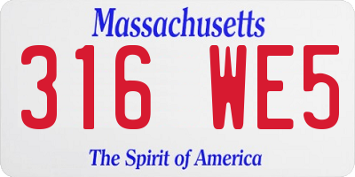 MA license plate 316WE5