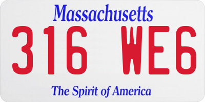 MA license plate 316WE6