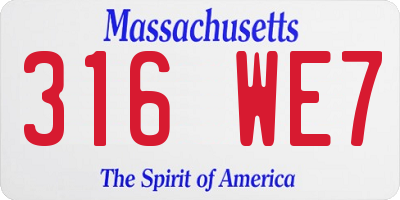 MA license plate 316WE7