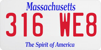 MA license plate 316WE8
