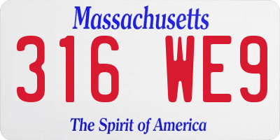 MA license plate 316WE9