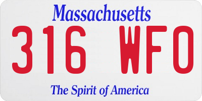MA license plate 316WF0