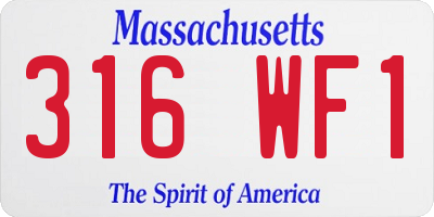 MA license plate 316WF1