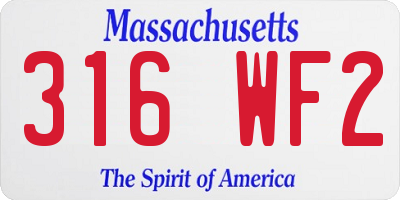 MA license plate 316WF2
