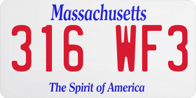 MA license plate 316WF3