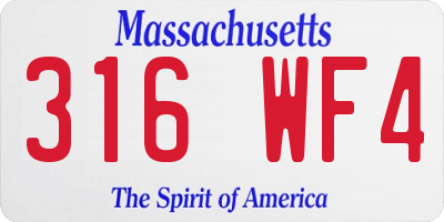 MA license plate 316WF4