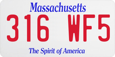 MA license plate 316WF5