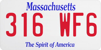 MA license plate 316WF6