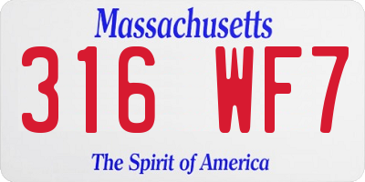 MA license plate 316WF7
