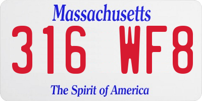 MA license plate 316WF8