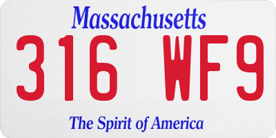 MA license plate 316WF9