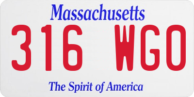 MA license plate 316WG0