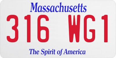 MA license plate 316WG1