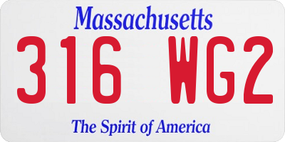 MA license plate 316WG2