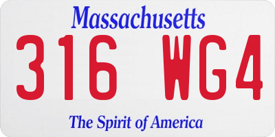 MA license plate 316WG4