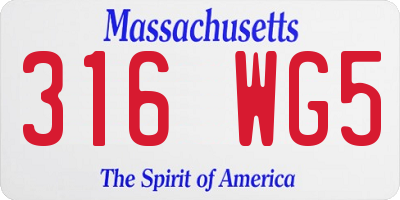 MA license plate 316WG5
