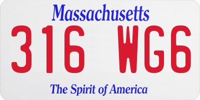 MA license plate 316WG6