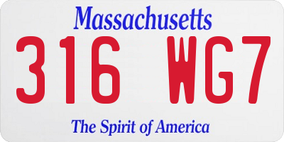 MA license plate 316WG7