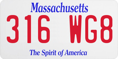 MA license plate 316WG8