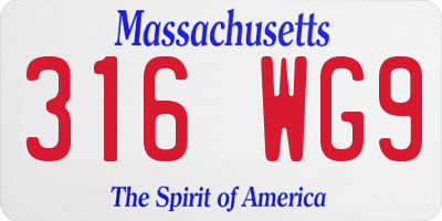 MA license plate 316WG9