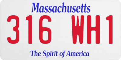 MA license plate 316WH1
