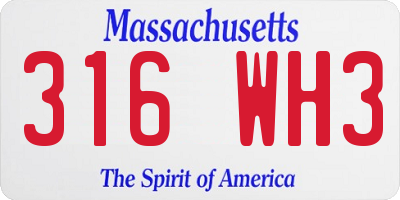 MA license plate 316WH3