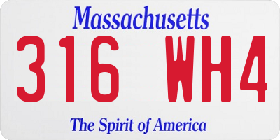 MA license plate 316WH4