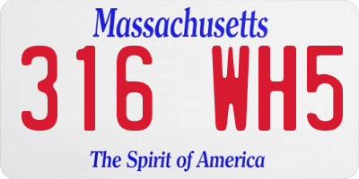 MA license plate 316WH5