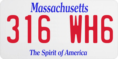 MA license plate 316WH6