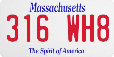 MA license plate 316WH8