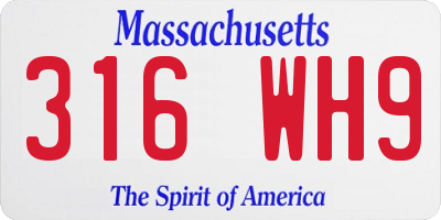 MA license plate 316WH9