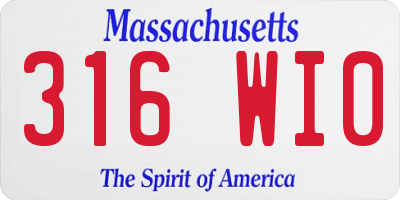 MA license plate 316WI0