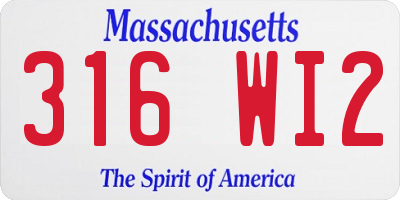 MA license plate 316WI2