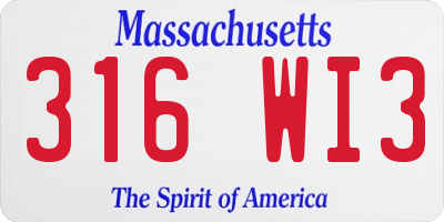 MA license plate 316WI3
