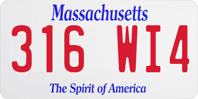 MA license plate 316WI4