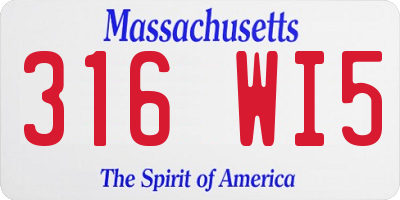 MA license plate 316WI5