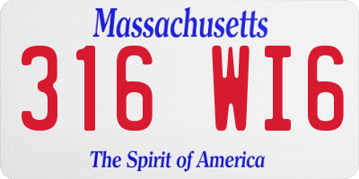 MA license plate 316WI6