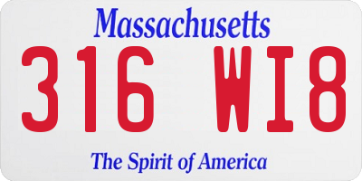 MA license plate 316WI8