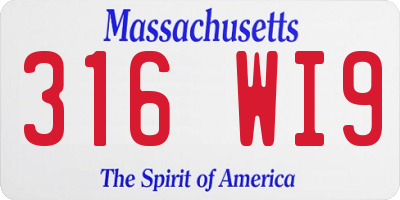 MA license plate 316WI9