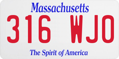 MA license plate 316WJ0