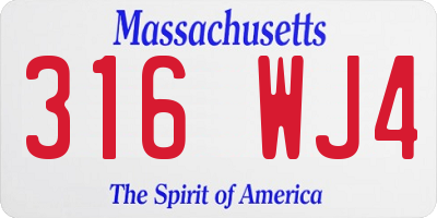 MA license plate 316WJ4