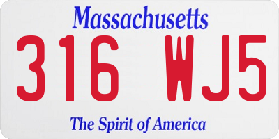 MA license plate 316WJ5