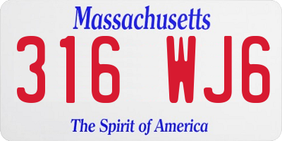 MA license plate 316WJ6