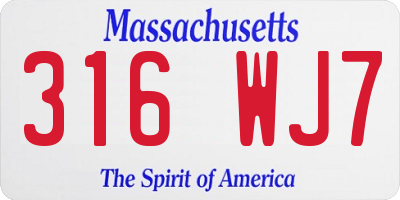 MA license plate 316WJ7